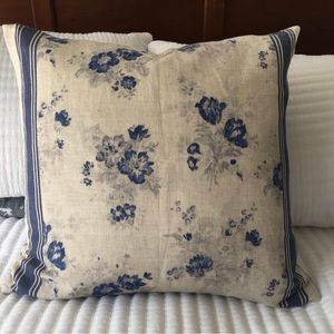Bee & Willow Farmhouse Style Linen / Cotton Blend Floral & Stripe Pillow Cover